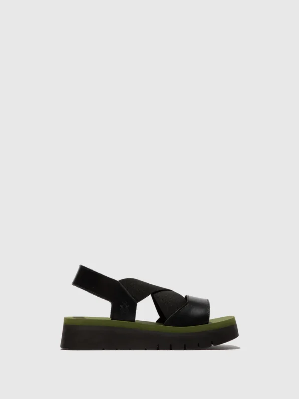 Elasticated Sandals SERK418FLY BLACK/BLACK/ARMY GREEN