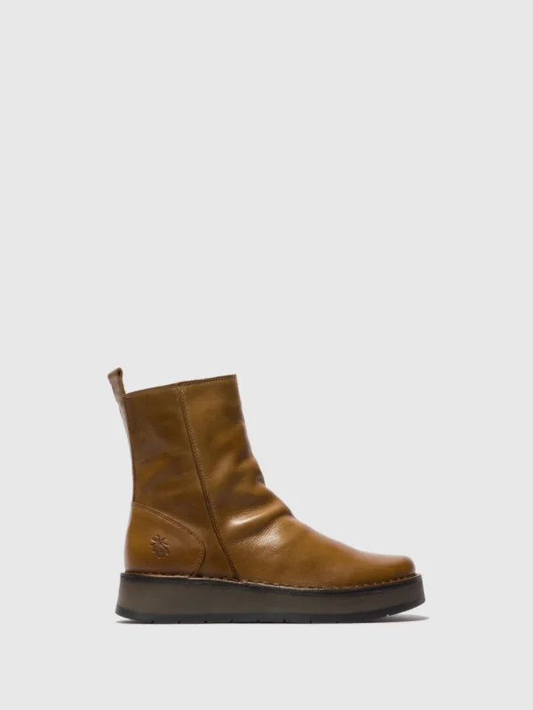 Zip Up Ankle Boots RENO053FLY RUG CAMEL/CAMEL
