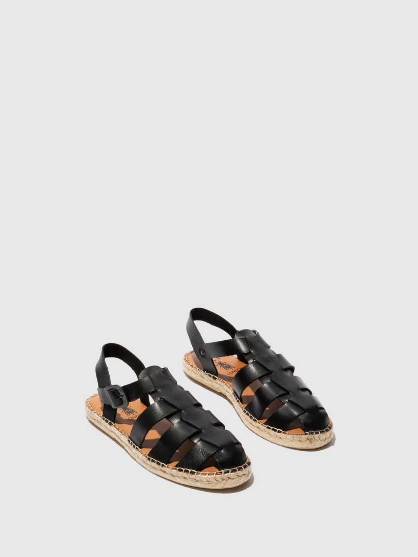 Sling-Back Espadrilles SUCH527FLY LEATHER BLACK - Image 2