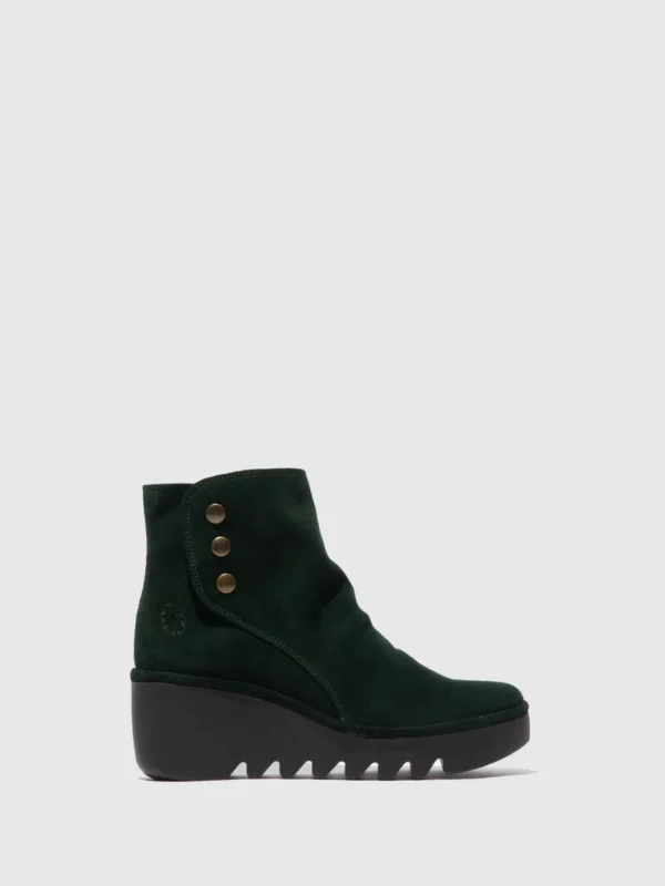 Zip Up Ankle Boots BROM344FLY OILSUEDE GREEN FOREST