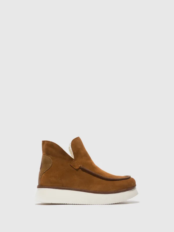 Round Toe Ankle Boots COZE348FLY SUEDE/RUG COGNAC