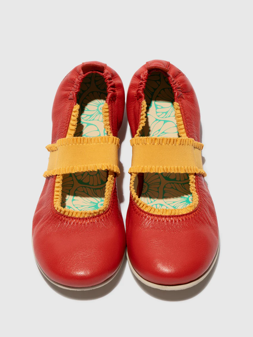 Elasticated Ballerinas GECH253FLY DEVIL RED/YELLOW - Image 4