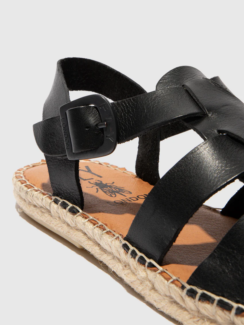 Sling-Back Espadrilles SUCH527FLY LEATHER BLACK - Image 4