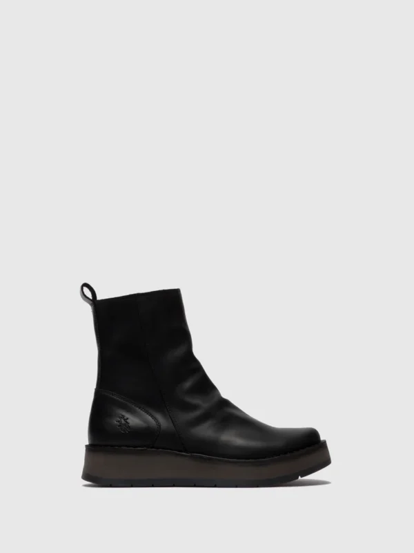 Zip Up Ankle Boots RENO053FLY RUG BLACK