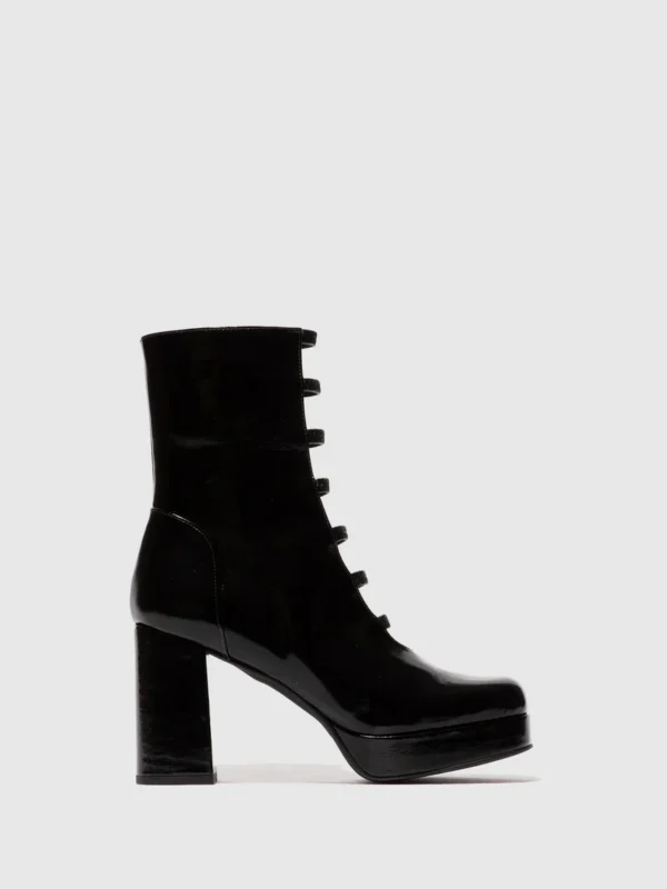 Zip Up Ankle Boots EVIK353FLY BLACK