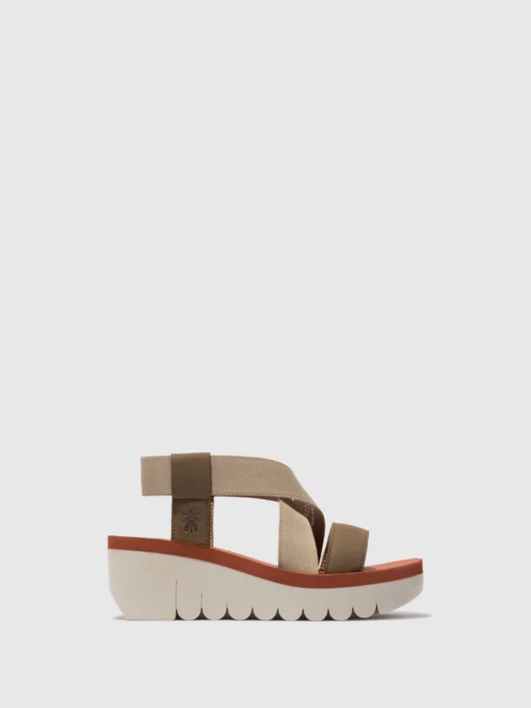 Sling-Back Sandals YABI922FLY MILITARY/BEIGE/BRICK