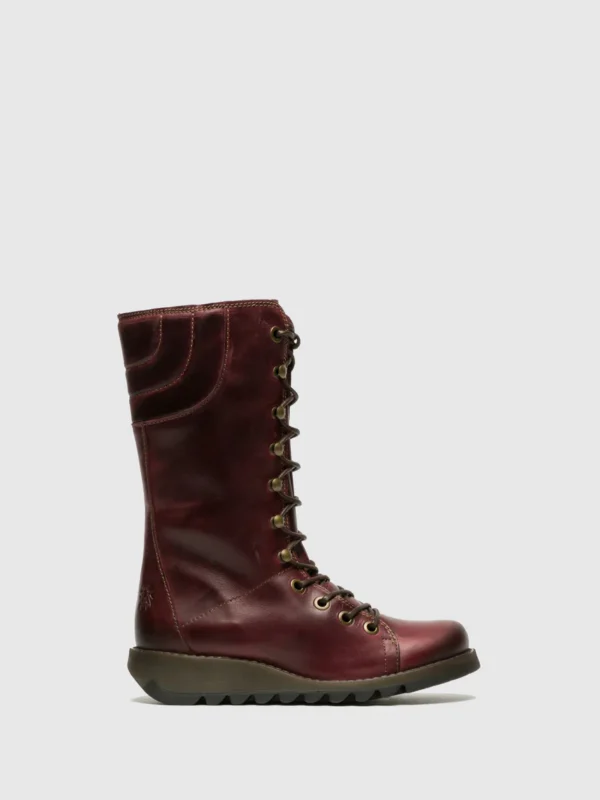 DarkRed Lace-up Boots