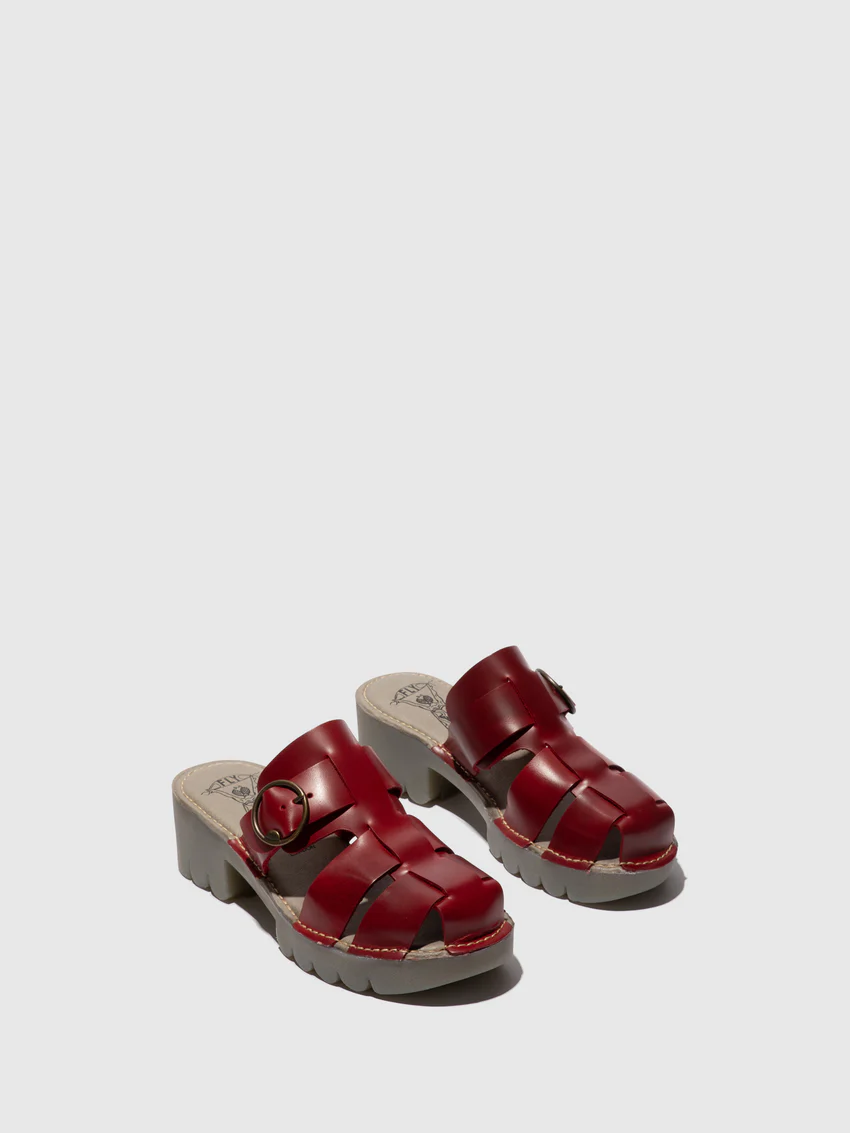 Buckle Mules ENVY521FLY RED - Image 2