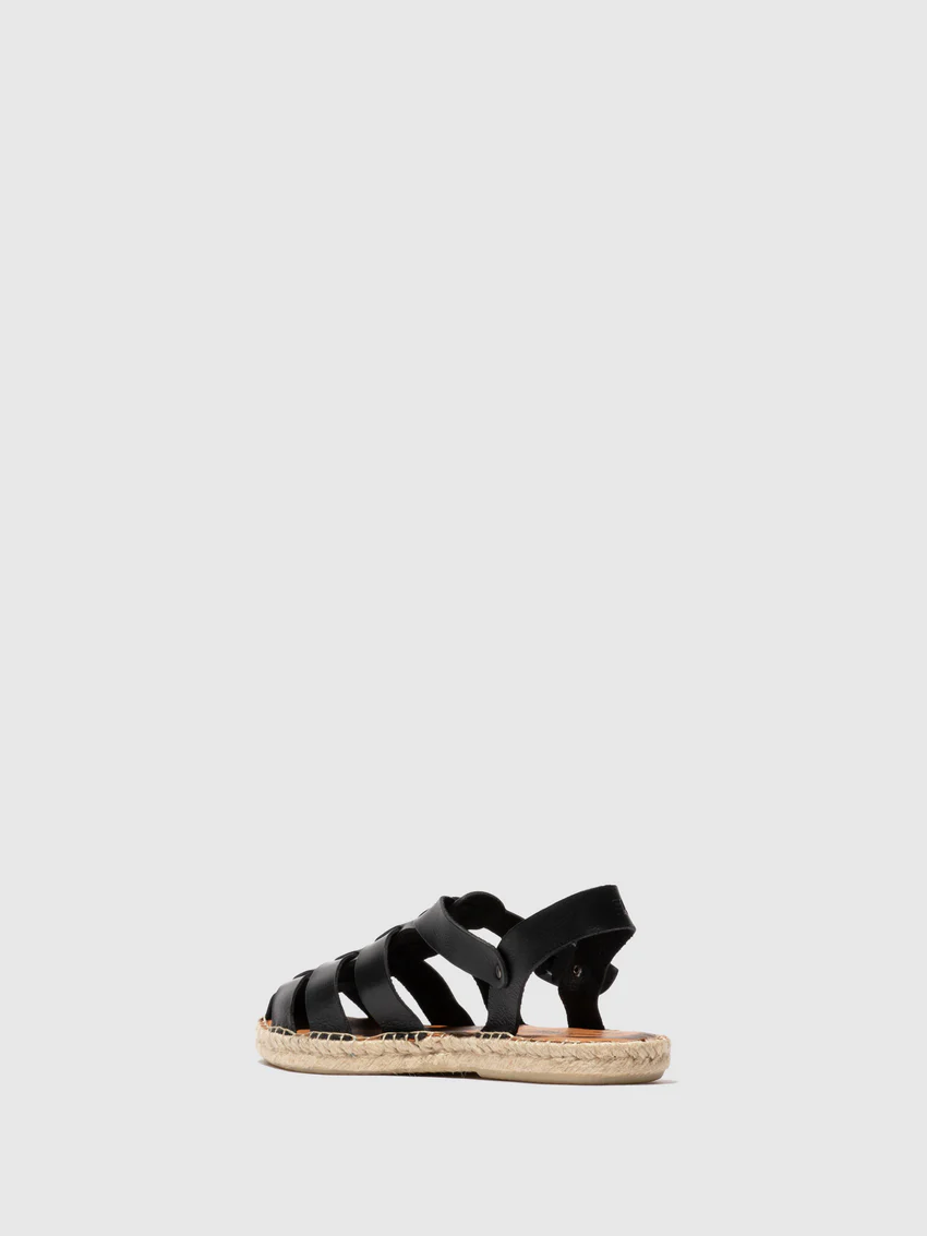 Sling-Back Espadrilles SUCH527FLY LEATHER BLACK - Image 3