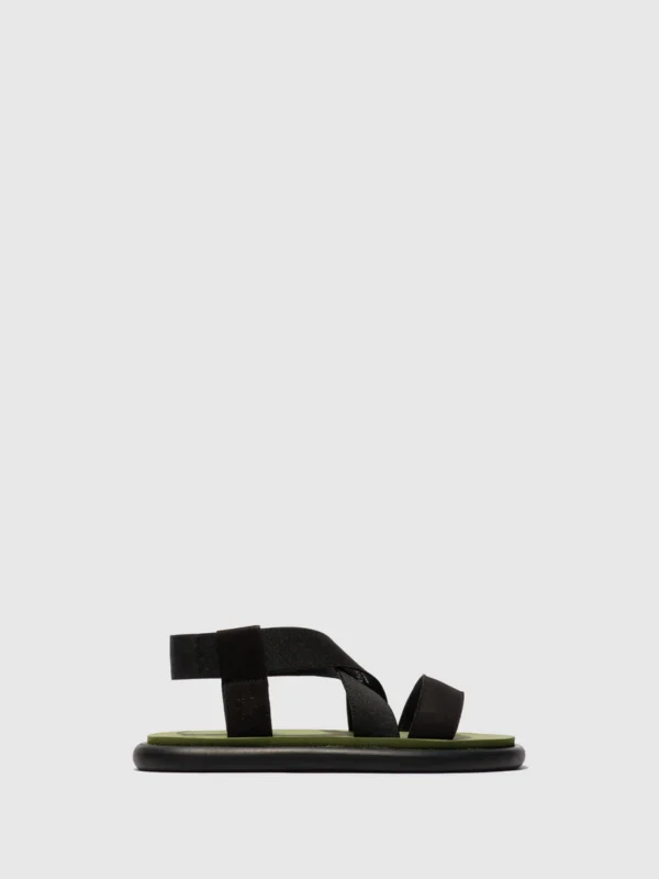 Sling-Back Sandals OAKE067FLY BLACK/BLACK/ARMY GREEN